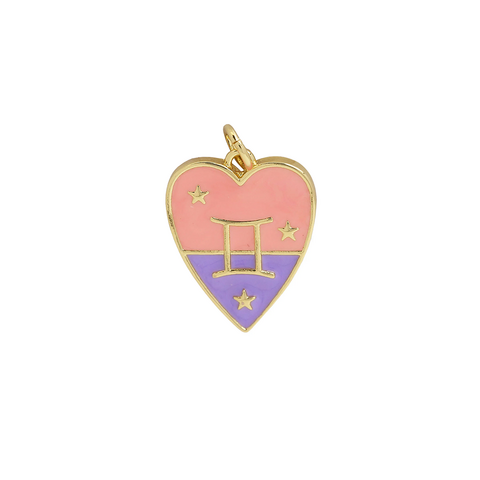 (GF-0661) DIJE CORAZÓN SIGNO GÉMINIS