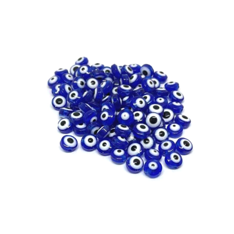 (CO-1520) PAQ. 50 UND OJO TURCO AZUL PLANO PLÁSTICO 6 mm