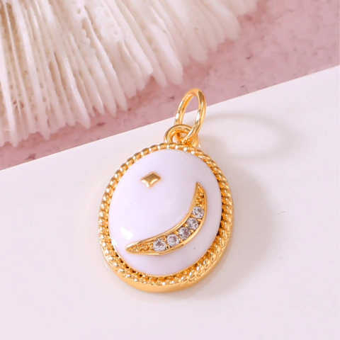 (GF-0350) MEDALLA ESMALTADA OVALO LUNA