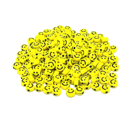 (CO-0887) PAQ. 25 GR. HAPPY FACE AMARILLA 6MM