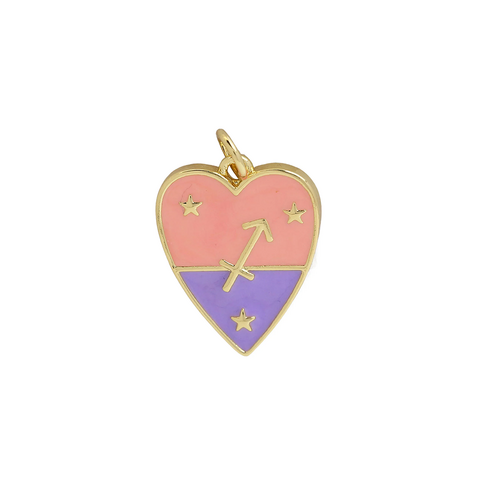 (GF-0667) DIJE CORAZÓN SIGNO SAGITARIO