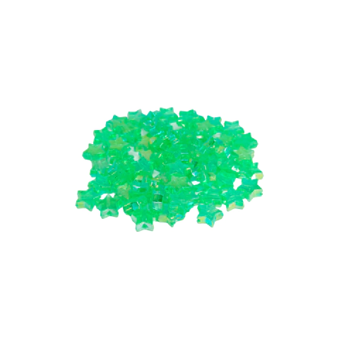 (CO-1764) PAQ 25 GR. CUENTAS PLÁSTICAS ESTRELLA TORNASOL VERDE