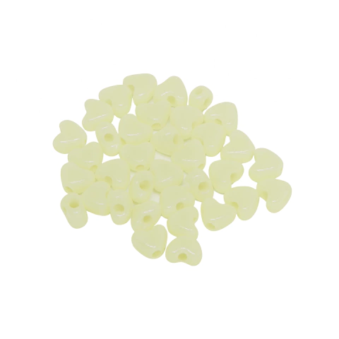 (CO-1866) PAQ. 25 GR CUENTAS DE PLÁSTICO FLUORESCENTE PASANTE CORAZÓN 10 MM - comprar online