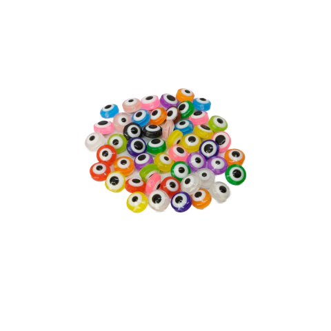 (CO-2023) PAQ. 250 UND OJO TURCO MIX PLANO PLÁSTICO 8 mm