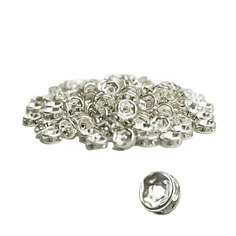 (CO-1604) PAQ. 100 UND RONDEL STRASS CRISTAL #8 PLATA
