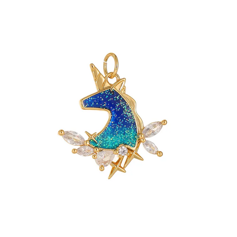 (GF-0462) DIJE MAXI UNICORNIO AZUL