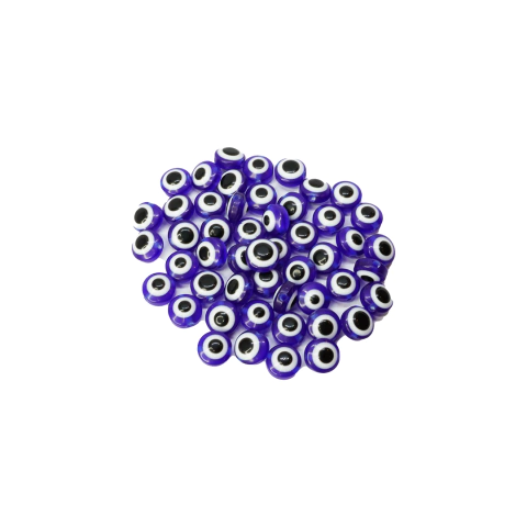 (CO-0238) PAQ. 50 UND OJO TURCO AZUL PLANO PLÁSTICO 8 mm