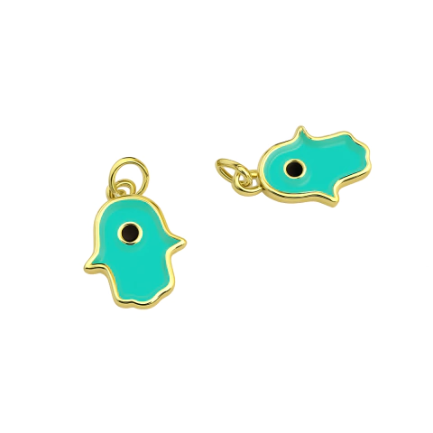 (GF-0402) DIJE MANO DE HAMSA VERDE - comprar online