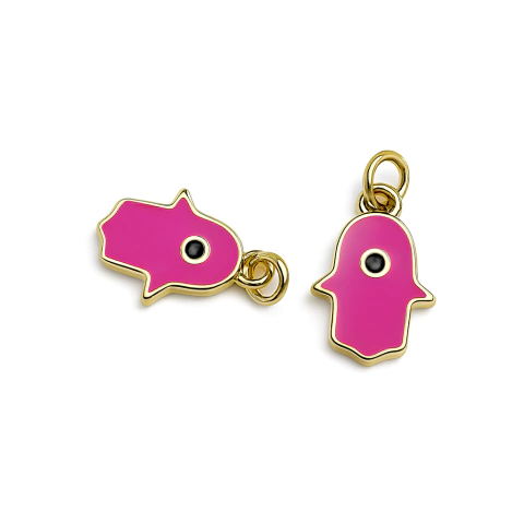 (GF-0403) DIJE MANO DE HAMSA FUCSIA - comprar online