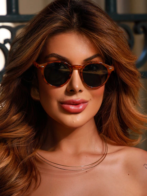 Óculos de Sol Redondo Hills Verde Camuflado - Acetato