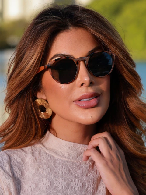 Óculos de Sol Redondo Hills Preto Camuflado Laranja - Acetato