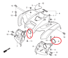 Par Tampa Traseira Farol Quadriciclo Honda FourTrax 420 - 2008 Acima (REF: 64365040000ZH) - comprar online