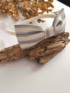 Moño Línea Tusor RAYAS AZULINO. Vincha o Gomitas - comprar online