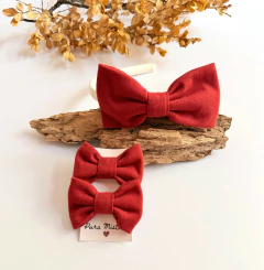 Moño línea básica CEREZA. Vincha o gomitas - comprar online