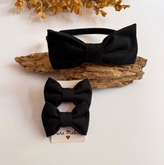 Moño línea básica NEGRO. Vincha o gomitas - comprar online