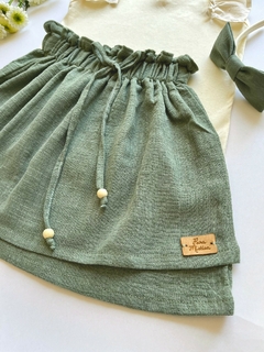 Conjunto! Falda ISABELLA + Remera GINA + Vincha Tusor Verde en internet