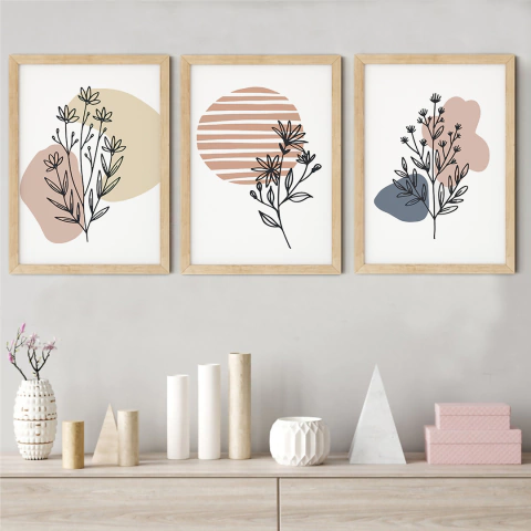 Set Trio Plantas Abstract