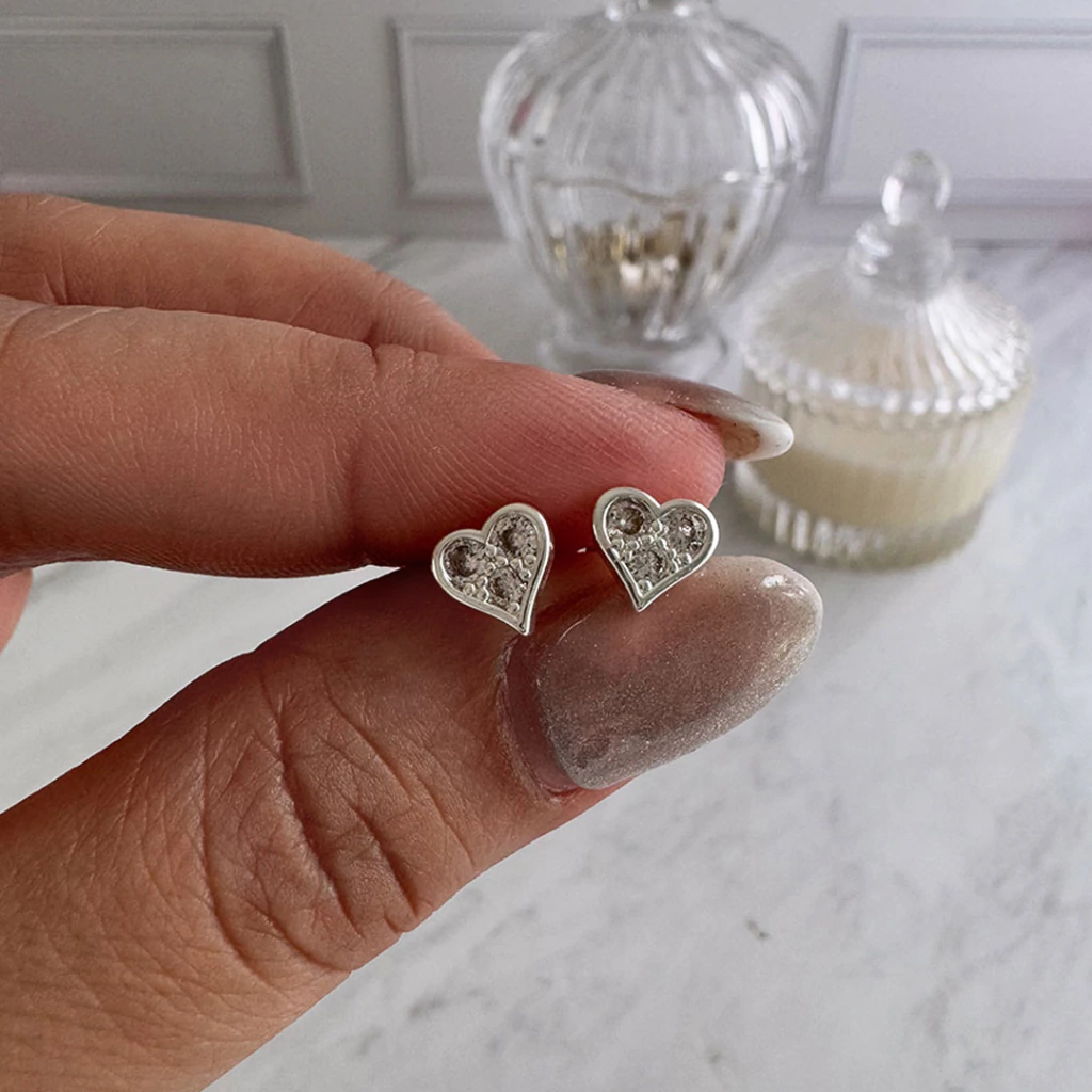 Par Aros Corazón 3 Cubics | Acero Blanco