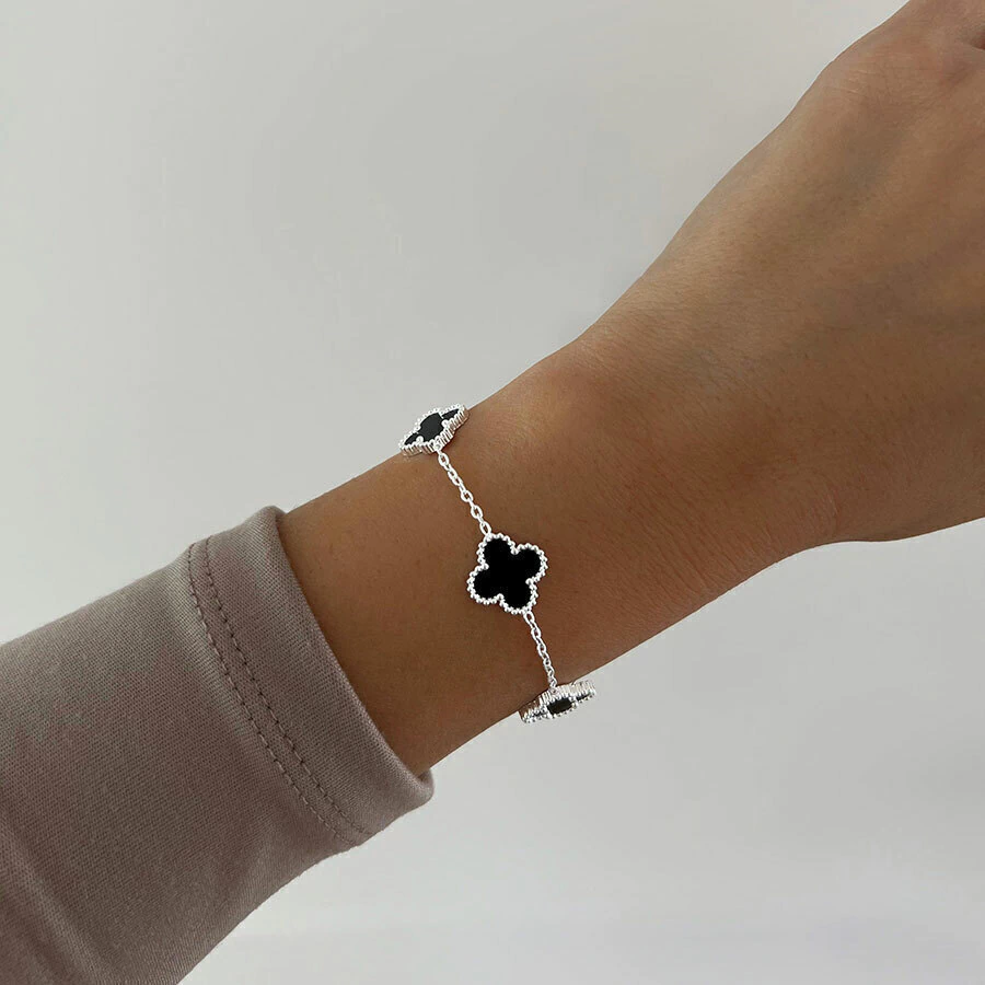 Pulsera Trébol 5 dijes black