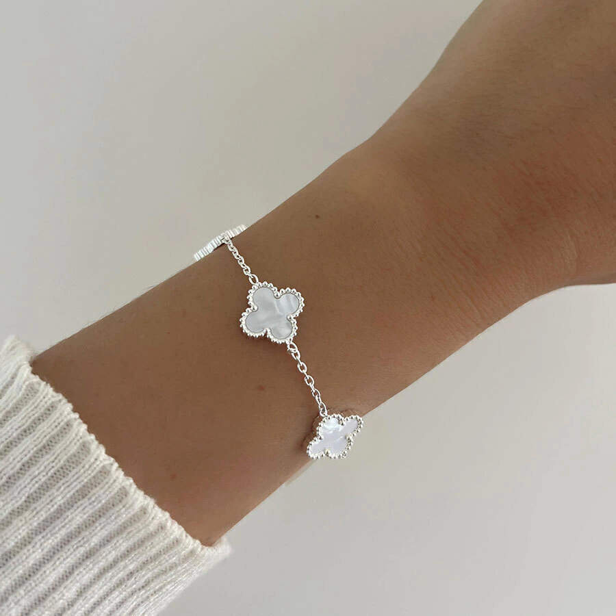 Pulsera Dije Trebol 5 Nacar