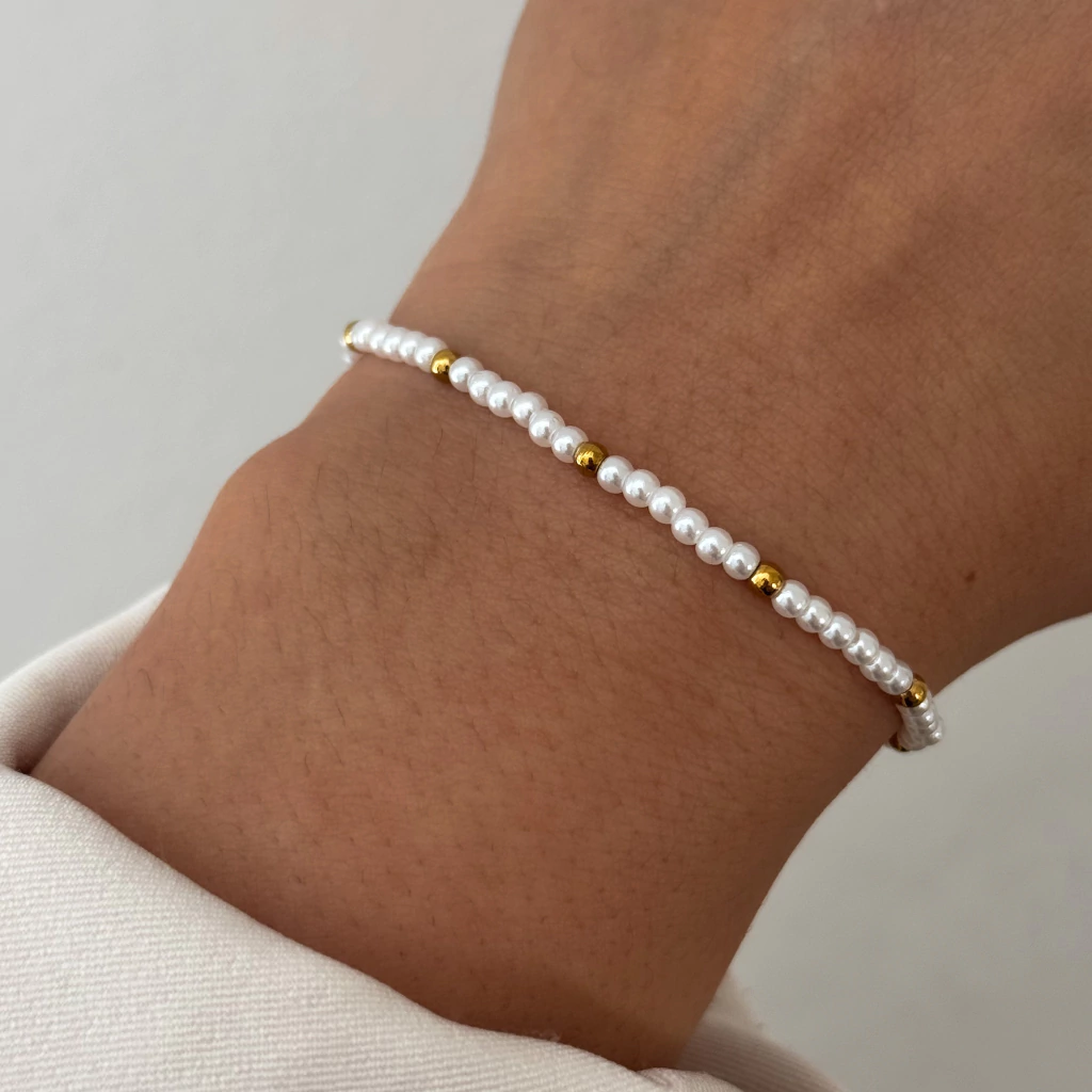 Pulsera Elastizada Perlitas Gold