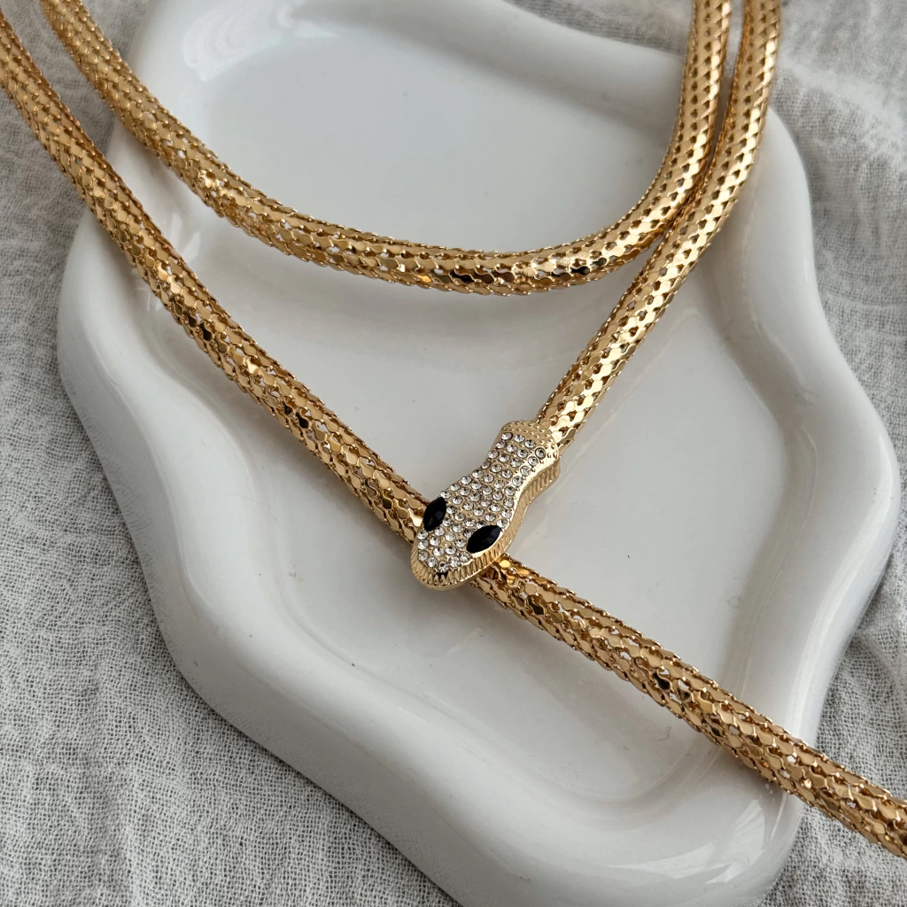 Collar Serpiente Largo | Enchapado en Oro