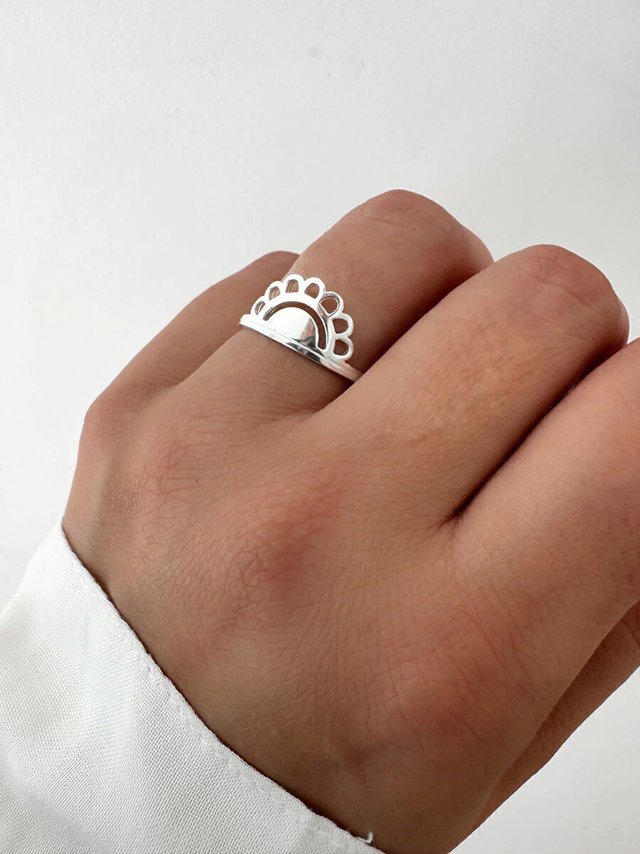 Anillo Medio Sol Plata 925