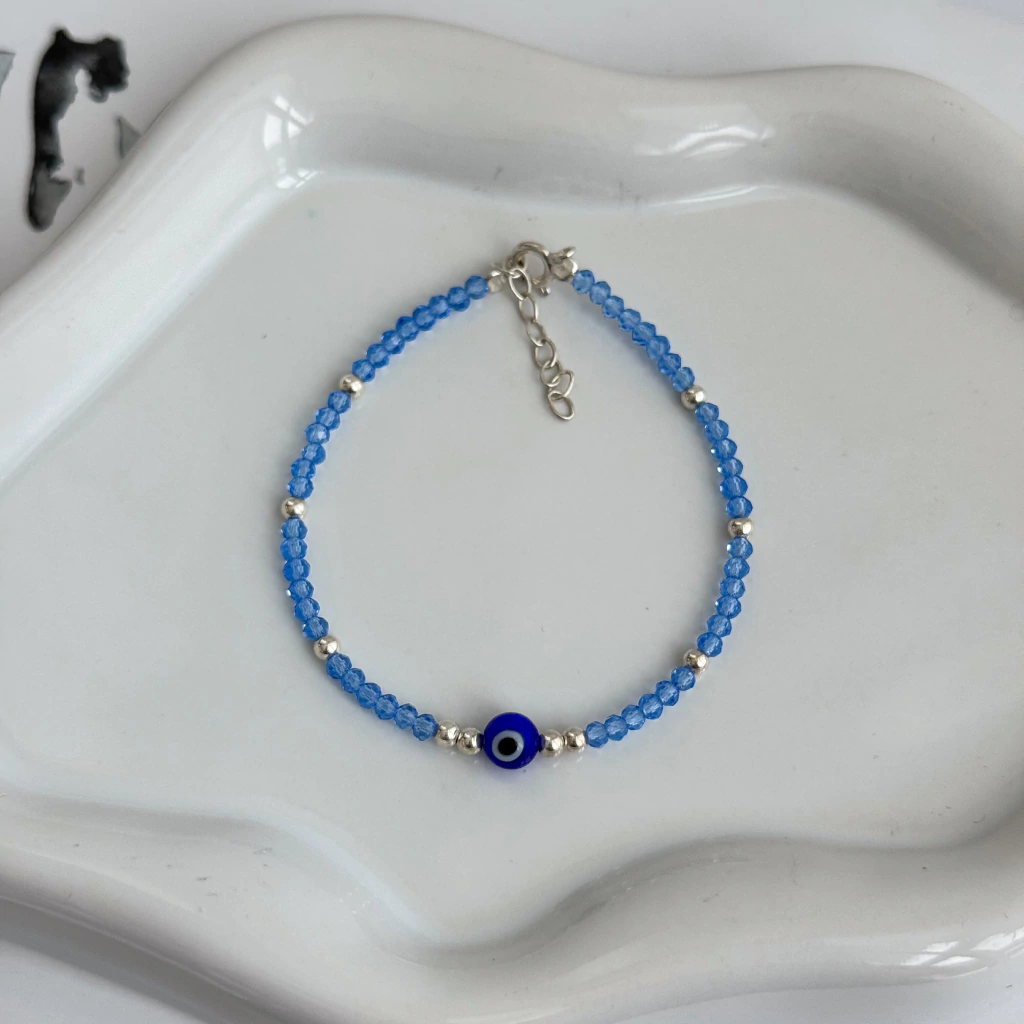 Pulsera con Cristales azules y Ojito | PLATA 925