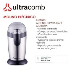 Molinillo De Café Ultracomb Mo8100 Acero Inoxidable 120w - tienda online
