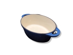 Olla Ovalada de Hierro Fundido Esmaltado Azul 30 cm Vonne en internet