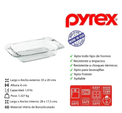 Fuente Rectangular 1,9 Litros Pyrex - comprar online