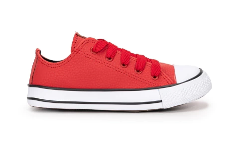 ZAPATILLAS DE CORDON BEBES Y NIÑOS ECO CUERO ROJO STARS 18-26 / 27-34 - comprar online
