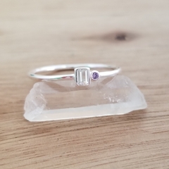 Anillo Ailish Cubic Baguette Blanco y Lila Plata 925 en internet