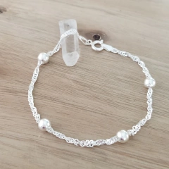 Pulsera Moga Singapur Gruesa 18cm Bolitas 4mm Plata 925 - comprar online