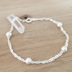 Pulsera Moga Singapur Gruesa 18cm Bolitas 4mm Plata 925 en internet