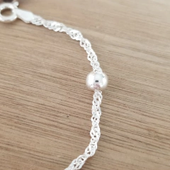 Pulsera Moga Singapur Gruesa 18cm Bolitas 4mm Plata 925 - tienda online