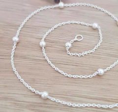 Collar Nella Cadena 45cm Bolitas 3mm Plata 925