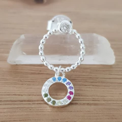 Aro Osi Círculos Cubic Multicolor Plata 925 en internet