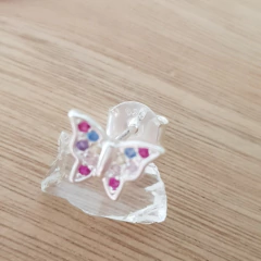 Aro Little Butterfly Cubic Multicolor Mariposa 10mmplata 925 - tienda online