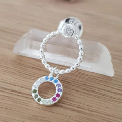 Aro Osi Círculos Cubic Multicolor Plata 925 - Pircas Joyas