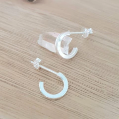 Aros Pasantes Cira Argollitas 10mm Cuadradas Plata 925 - Pircas Joyas