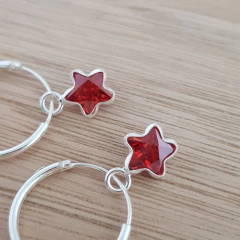 Aro Argollita 14mm Estrella Roja Plata 925 (por Unidad) en internet