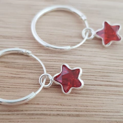 Aro Argollita 14mm Estrella Roja Plata 925 (por Unidad) en internet