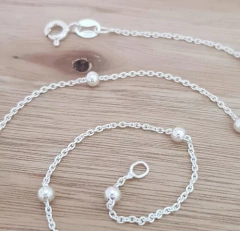 Collar Nella Cadena 45cm Bolitas 3mm Plata 925 - Pircas Joyas