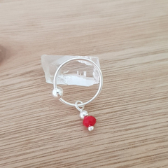 Aro Argollita 11mm Cristal Rojo Bolita 2,5mm Plata 925 en internet