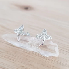 Aros Hojitas Cristales 9mm Plata 925 - tienda online