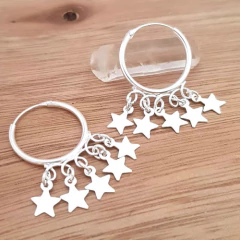 Aros Juno Argollas 14mm Estrellas Plata 925 en internet