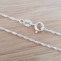 Cadena Singapur Diamantada Torzada 40cm Plata 925 - Pircas Joyas