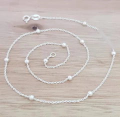 Imagen de Collar Nella Cadena 45cm Bolitas 3mm Plata 925