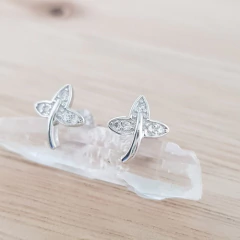 Aros Hojitas Cristales 9mm Plata 925 en internet